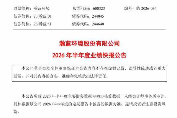 瀚蓝环境:上半年实现归母净利润12.05亿元,同比增长24.63% 瀚蓝环境:上半年实现归母净利润12.05亿元,同比增长24.63%
