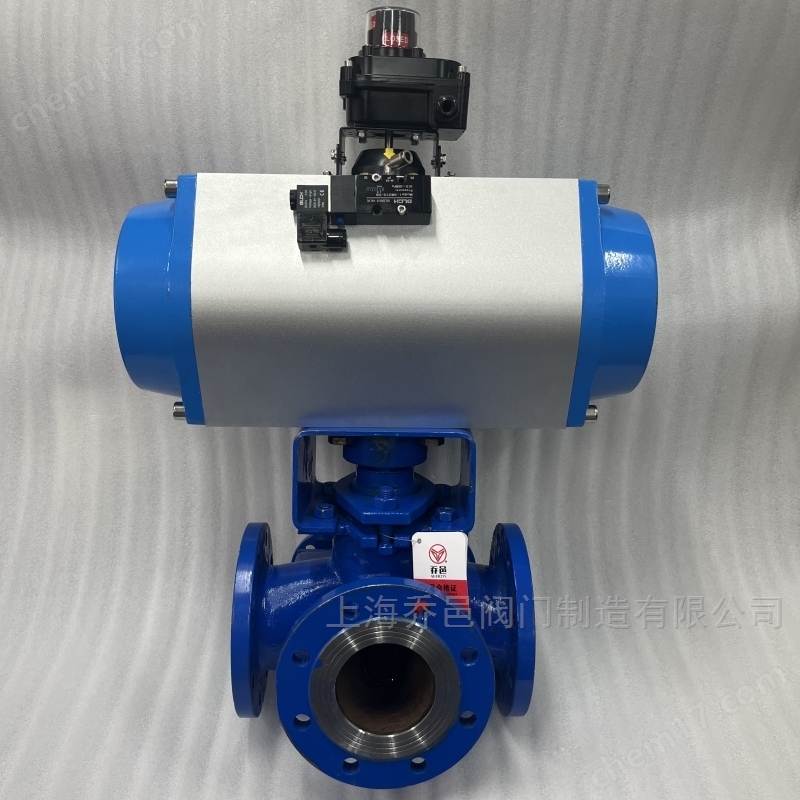 双电磁阀控制气动保温三通沥青阀